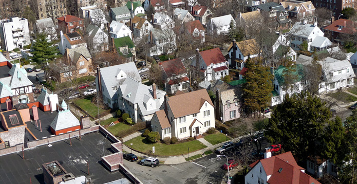 Aerial view of Forrest Hills Queens, NY