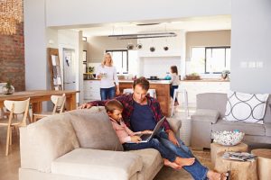 Family in a comfortable living room 