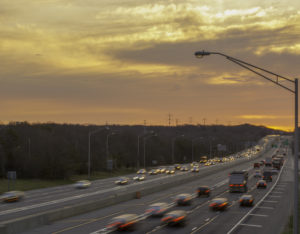 View of Long Island freeway at dawn