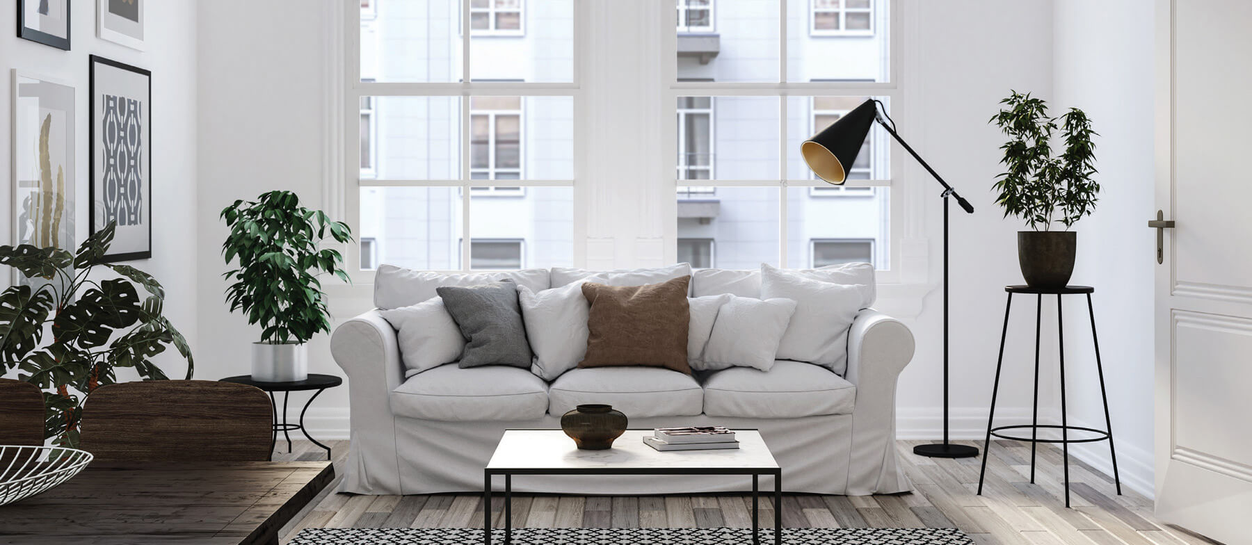 White couch in an apartment