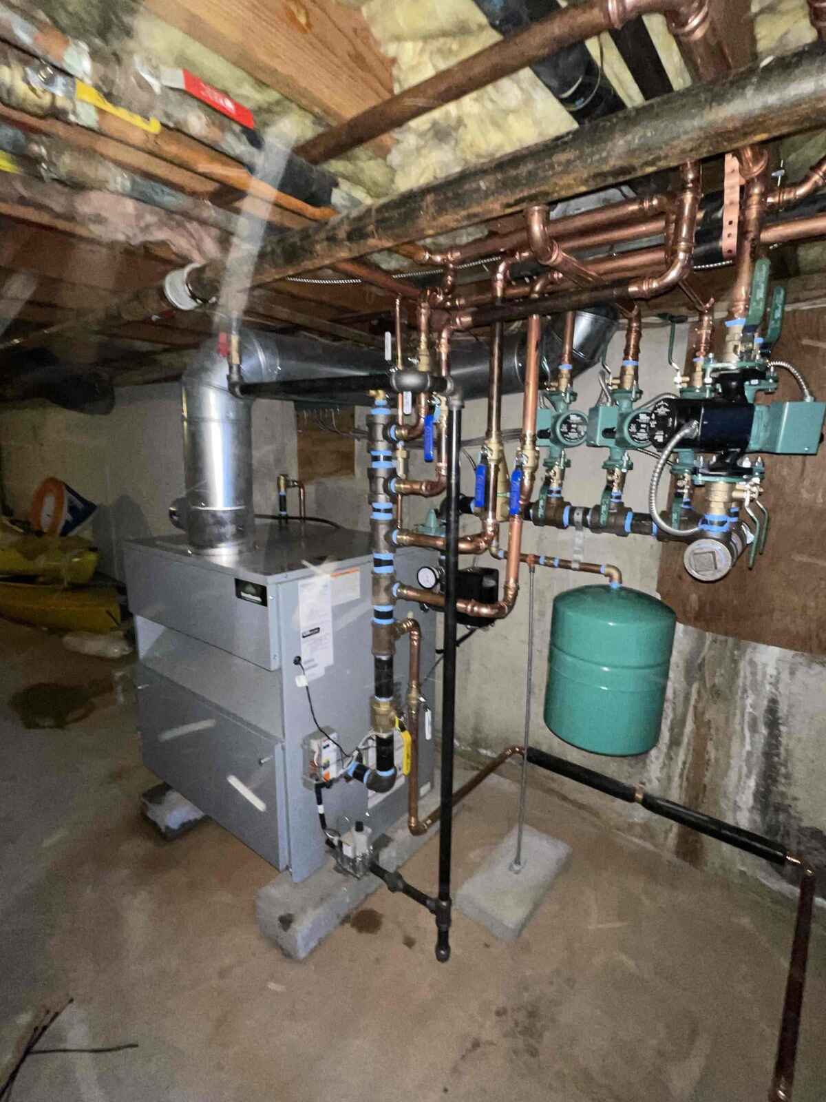 New boiler system in a basement