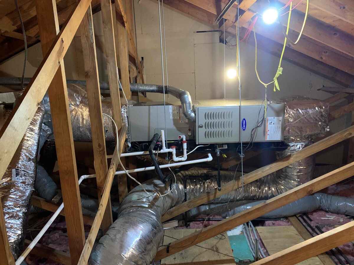 New furnace system in attic