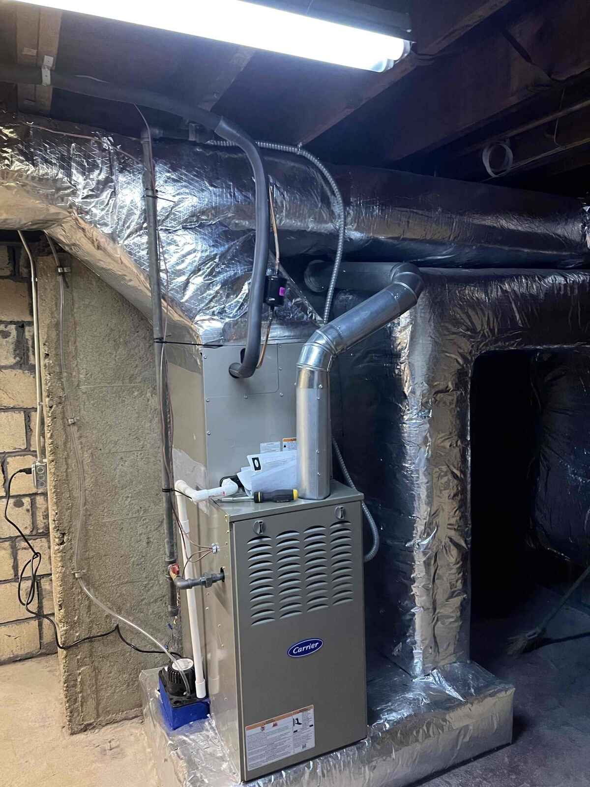 New furnace in a basement
