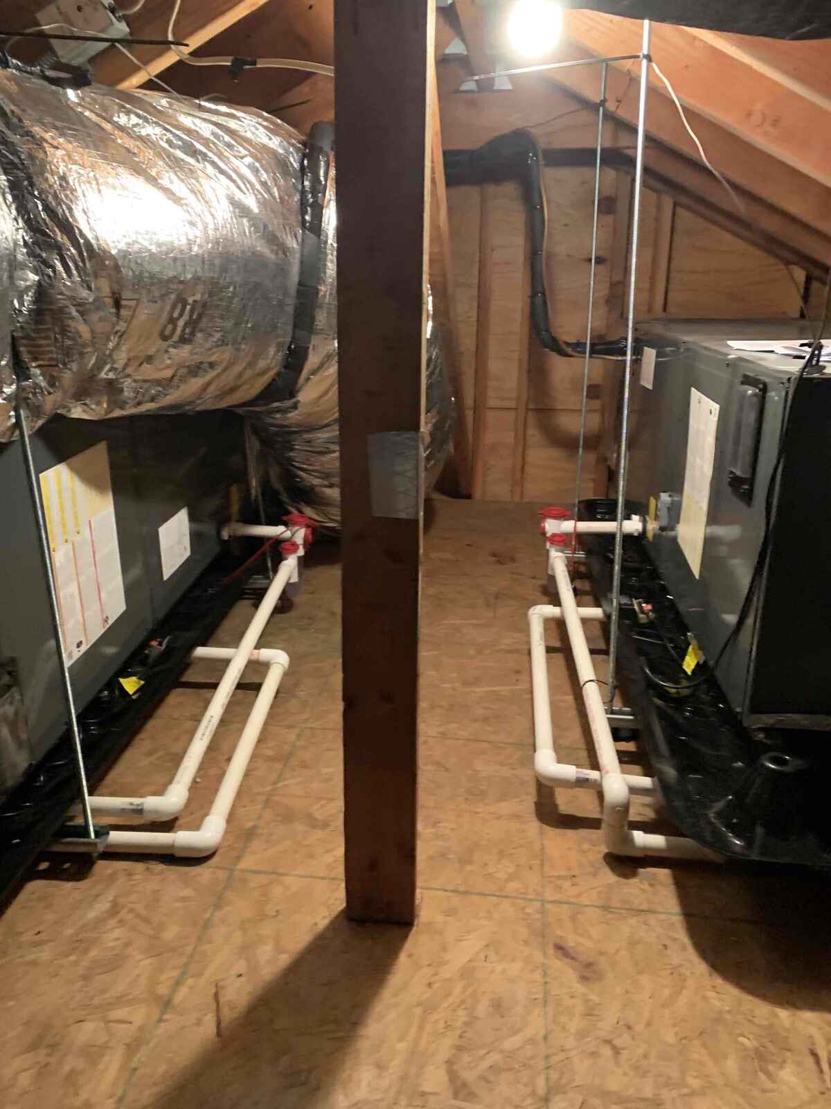 New air handler system in an attic