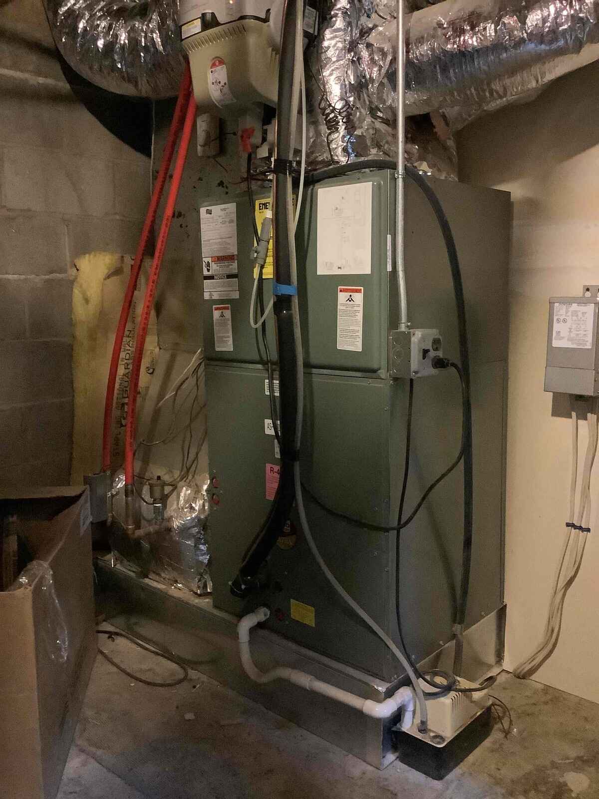 Old air handler system in a basement