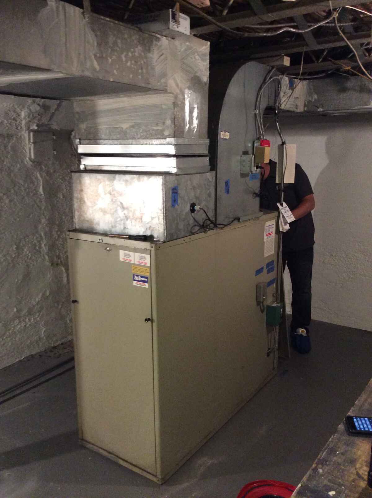 Old furnace in a basement