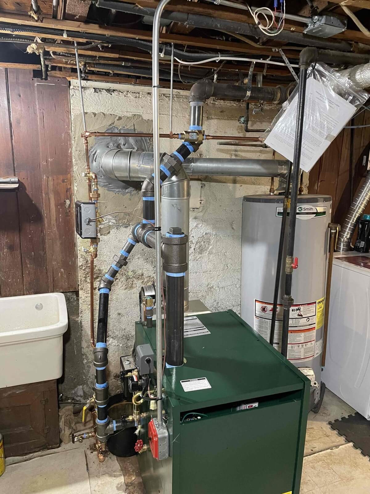 New steam boiler installed in basement